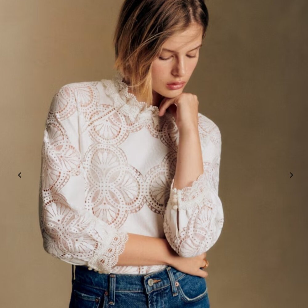 Sezane - Bianca Blouse - Ecru - Size 36